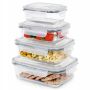 Pojemniki na żywność z pokrywką i uszczelką 4szt do mikrofali lodówki SZKŁO