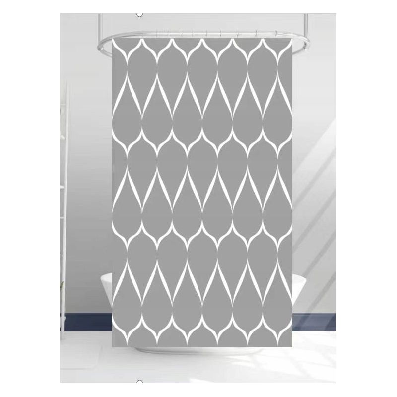GRUBA ZASŁONA PRYSZNICOWA POLIESTROWA 180cm x 180 SZARA WZÓR