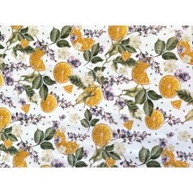 OBRUS CERATA GRUBA NA METRY POMARAŃCZE KWIATY