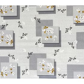 OBRUS CERATA GRUBA NA METRY SZARA BIAŁE DROBNE KWIATKI