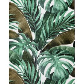 TAPETA JS003 Monstera liście ZIELONA BROKAT Fliz