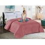 Narzuta na łóżko Nicole RÓŻ 200x220cm Tłoczona Liście RÓŻOWA