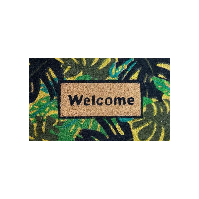 Wycieraczka 35x60 antypoślizgowa Welcome kokosowa liście monstery