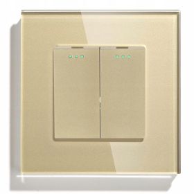 Nowoczesny włącznik szklany mechaniczny światła podwójny złoty