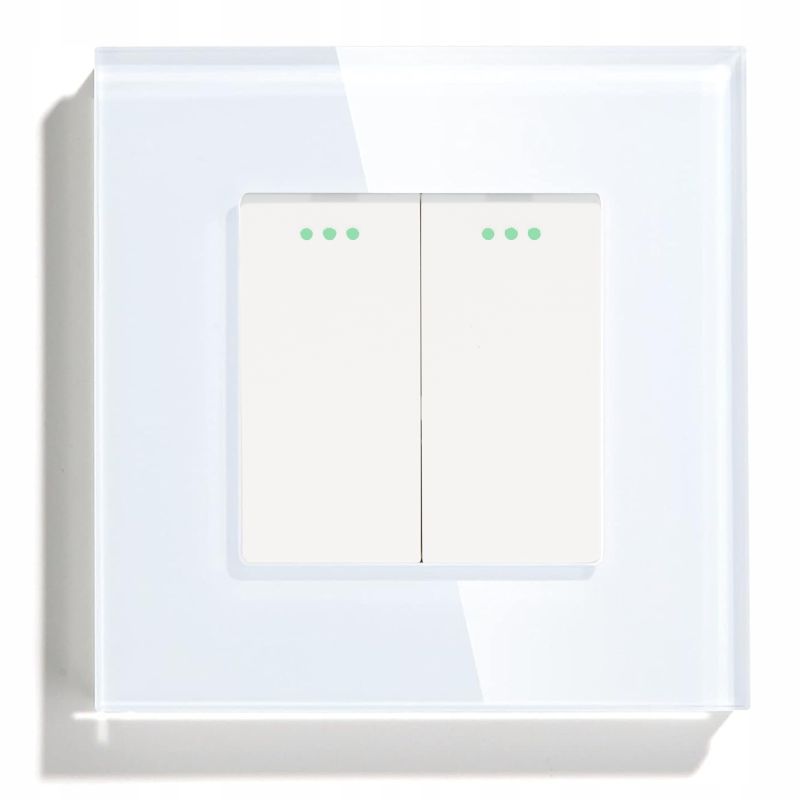 Nowoczesny włącznik szklany mechaniczny światła podwójny biały