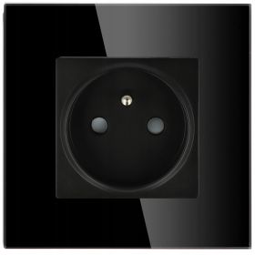 Gniazdo elektryczne z bolcem 230V gniazdko pojedyncze czarne szklana ramka