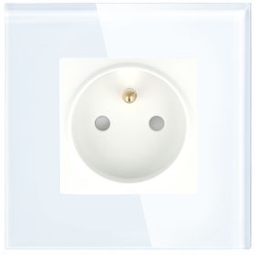 Gniazdo elektryczne z bolcem 230V gniazdko pojedyncze białe z szklaną ramką