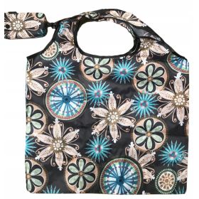 TORBA SKŁADANA EKO SOFT ZAKUPY KWIATKI BRĄZ TURKUS KWIATY