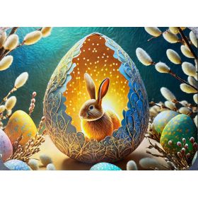 PODKŁADKA MATA STOŁOWA LAMINOWANA NA STÓŁ WIELKANOC ZAJĄC TURKUS BAZIE