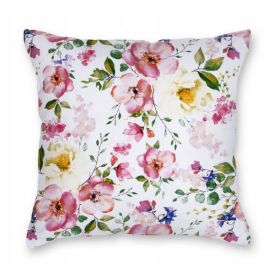 Poszewka na Poduszkę BAWEŁNA 40x40 Jasiek biała różowe kwiaty DEKORACYJNA