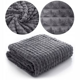 Koc narzuta Mikrofibra 160x200 TŁOCZONY ciepły szary