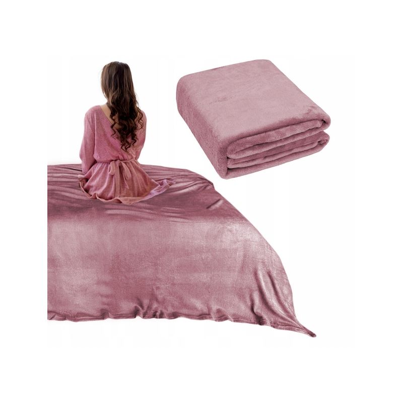 Koc narzuta Mikrofibra 200x220 miękki LEKKI ciepły FIOLETOWY Jednokolorowy