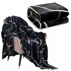 Koc narzuta Mikrofibra Czarny Biały Ciepły 160x200 miękki LEKKI Inger