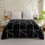 Koc narzuta Mikrofibra Czarny Biały Ciepły 160x200 miękki LEKKI Inger