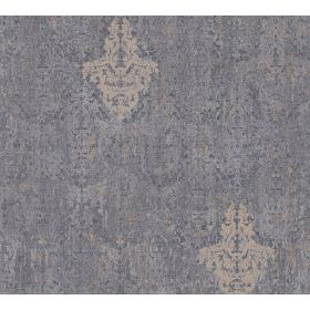 Tapeta 651-04 / 10037-9 SZARY BETON TYNK ORNAMENT ZŁOTO Fliz Zmywalna