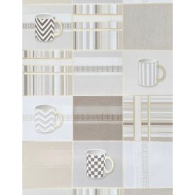 TAPETA 9127-02 KAFELKI PŁYTKI KREM BEŻ BIEL Kubki Filiżanki Kuchnia Winyl