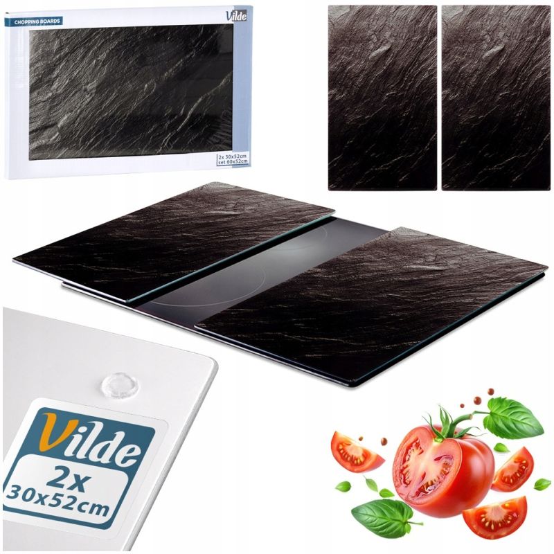 Deska do krojenia osłona kuchenki szklana 60x52cm kpl 2szt szkło hartowane