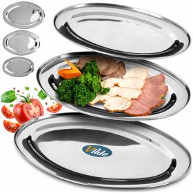 Półmiski komplet 3szt tac do serwowania ze stali nierdzewnej