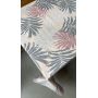 OBRUS CERATA GRUBA NA METRY Krem Szara Biel Róż Pastelowe Liście Palm