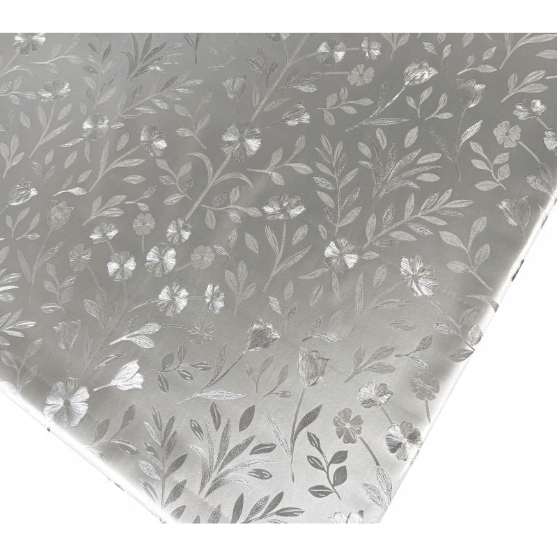 OBRUS CERATA PS SREBRNA KWIATY GRUBA NA METRY