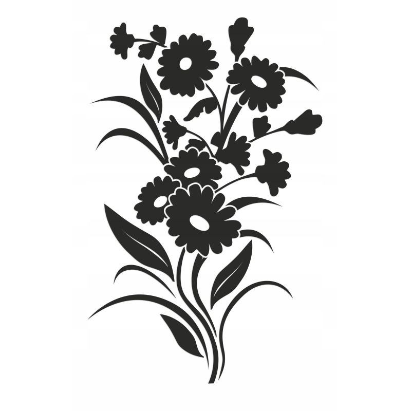 Naklejka welurowa dekoracyjna na ścianę Bukiet kwiatowy NW.42.07-09 czarny