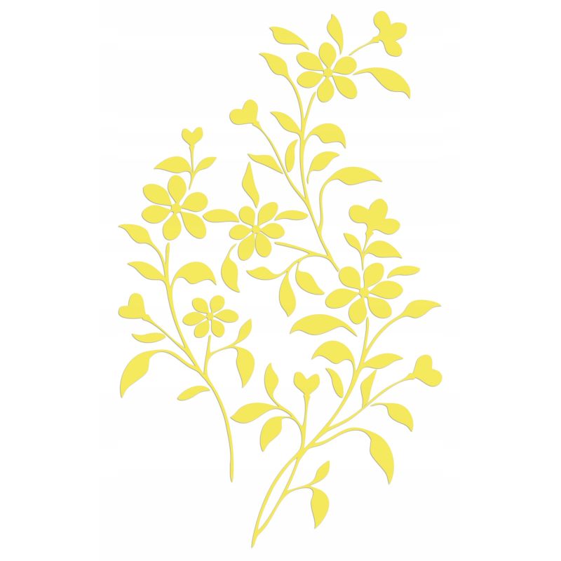 Naklejka welurowa dekoracyjna na ścianę Gałązka z kwiatem żółty