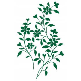 Naklejka welurowa dekoracyjna na ścianę Gałązka z kwiatem ciemny zielony