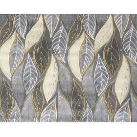 OBRUS CERATA GRUBA NA METRY Szare Złote Kremowe Liście