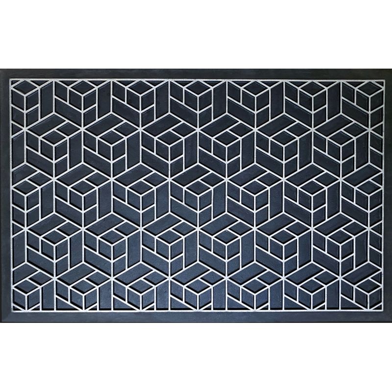 Wycieraczka 45x70 antypoślizgowa gumowa wzór czarna srebna