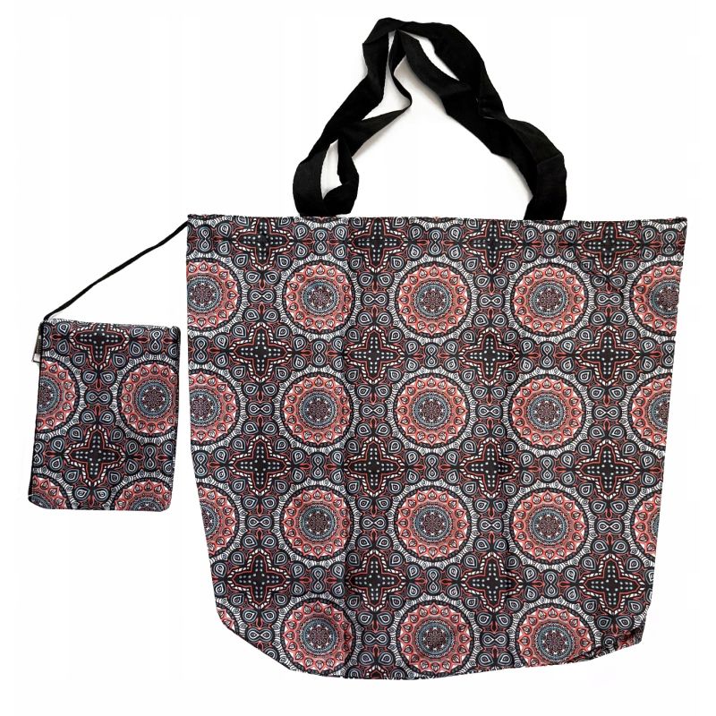 TORBA PORTFEL MAX SKŁADANA EKO ZAKUPY Etniczna Koła Czarna Orange