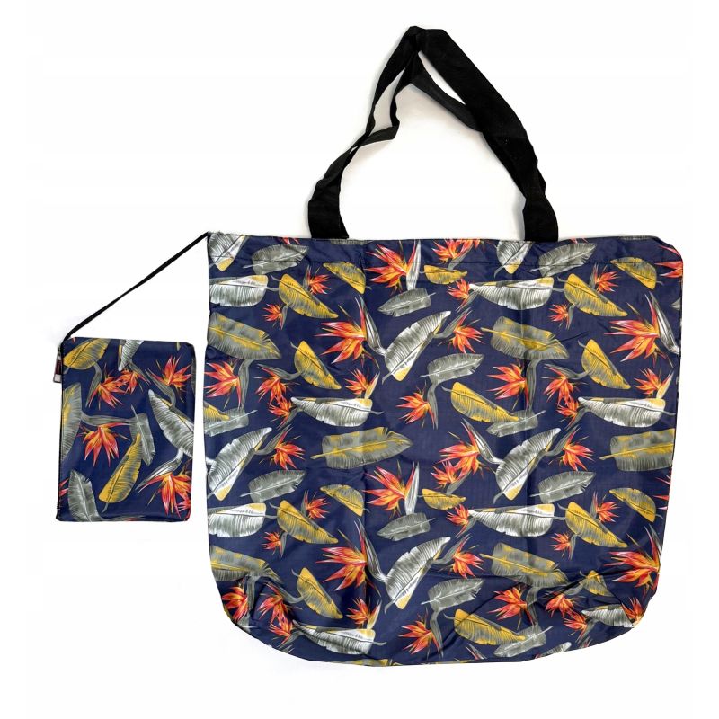 TORBA PORTFEL MAX SKŁADANA EKO ZAKUPY Granat Kolorowe Pióra i Rośliny