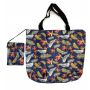 TORBA PORTFEL MAX SKŁADANA EKO ZAKUPY Granat Kolorowe Pióra i Rośliny