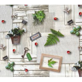 OBRUS CERATA GRUBA NA METRY Beż Deski Biedronki