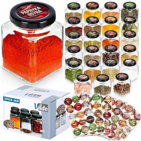 Pojemnik na przyprawy szklany 100 ml 24 szt. + 90 naklejek przypraw i ziół
