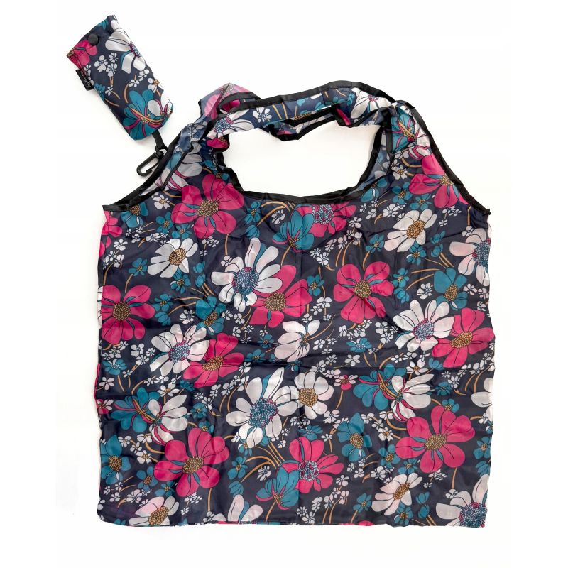 TORBA SKŁADANA EKO SOFT ZAKUPY Granat Biel Róż Turkus Kwiat