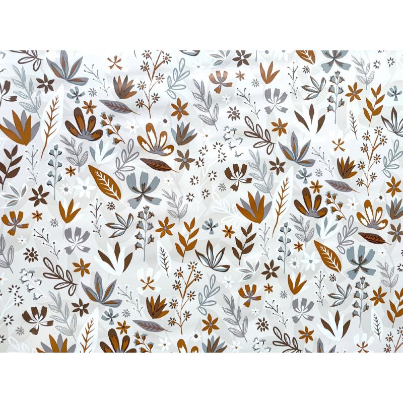 OBRUS CERATA GRUBA NA METRY Listki Brąz Miedź Szare Jesienny