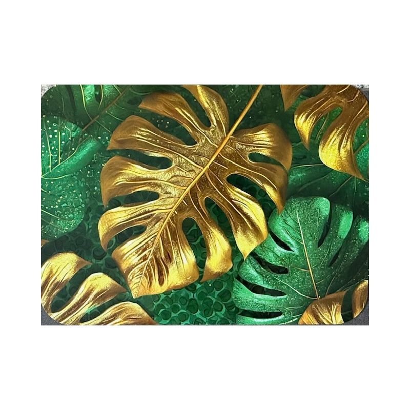 PODKŁADKA MATA LAMINOWANA NA STÓŁ ZŁOTO ZIELONE LIŚCIE MONSTERY