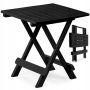 Stolik turystyczny ogrodowy czarny 44x44x50 SKŁADANY wodoodporny na balkon