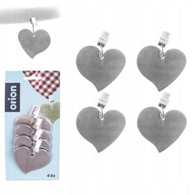 Klipsy do obrusu stalowe obciążniki ozdobne 4 szt serca nierdzewne