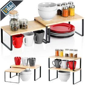 Półka kuchenna podwójna na przyprawy kubki drewniana piętrowa narożna regał