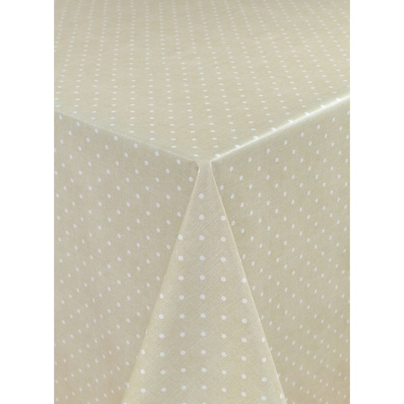 OBRUS CERATA GRUBA METRY WYMIAR wzór BEŻ BIAŁE KROPKI na włókninie