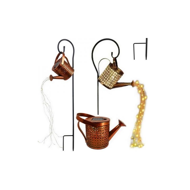 SOLARNA LAMPA OGRODOWA KONEWKA LED Z EFEKTEM WODOSPADU WBIJANA Z CZUJNIKIEM