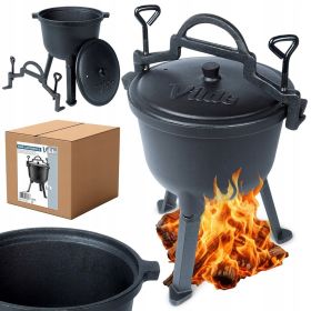 Kociołek garnek żeliwny na nóżkach z pokrywką duży CAST LINE 8l na ognisko