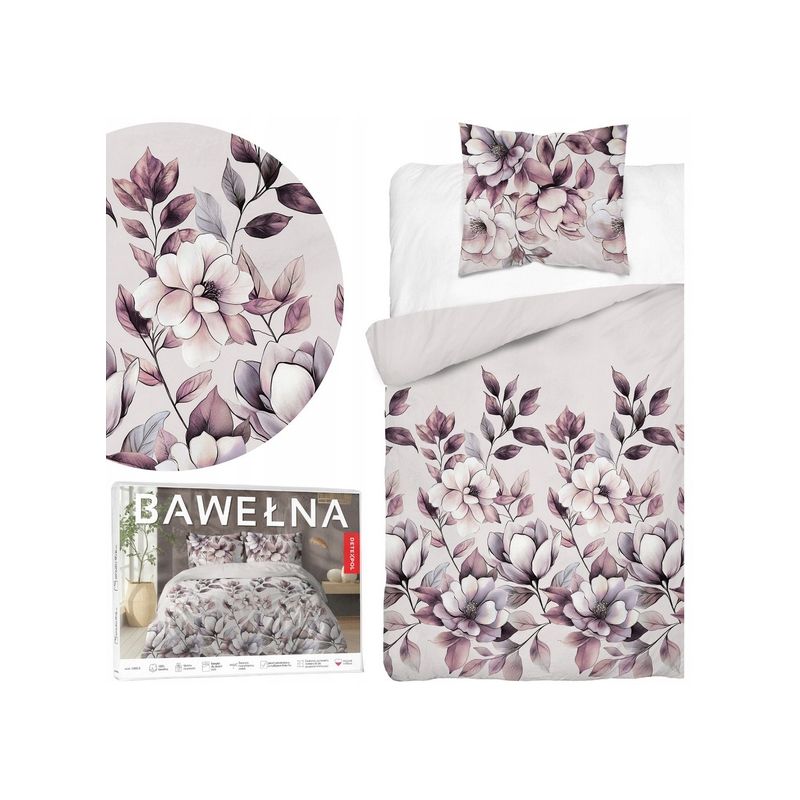 Komplet pościel 160 x 200 + poszewka pościel RÓŻOWE KWIATY