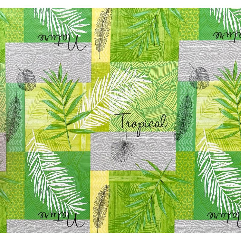 OBRUS CERATA GRUBA NA METRY Zielona LIŚCIE PALM