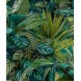 TAPETA WL2001 Malowane liście tropikalna zielony turkusowy Fliz