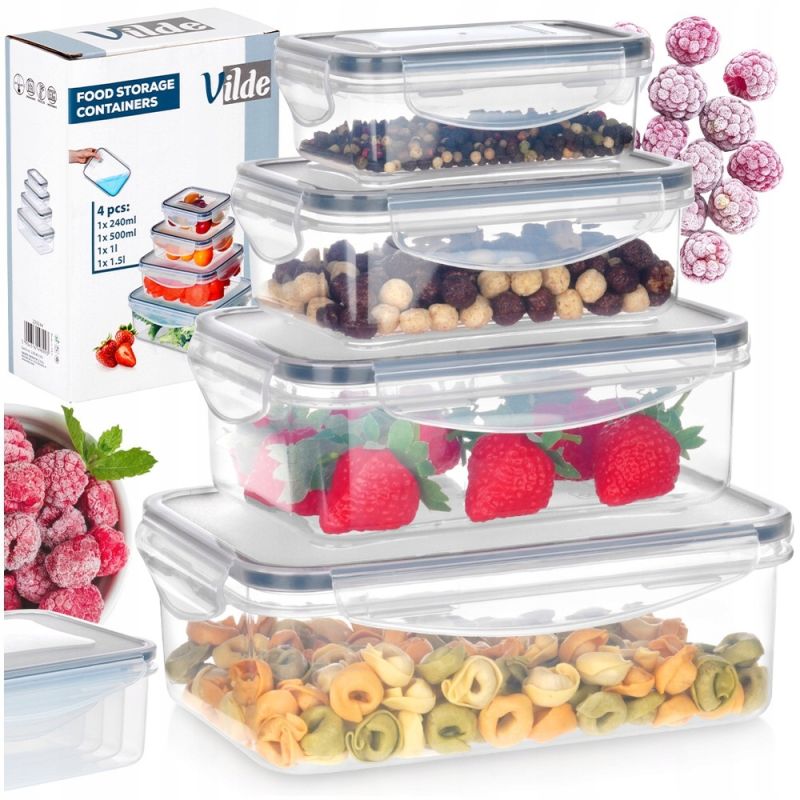 Pojemniki KUCHENNE hermetyczne na żywność z uszczelką do lodówki mikrofali