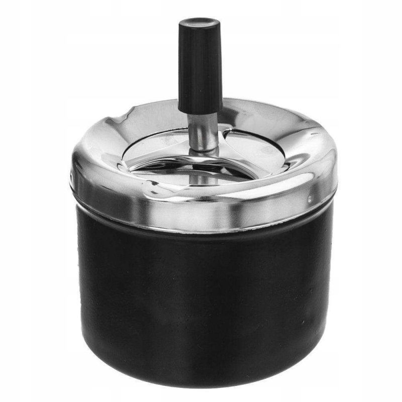 Antyzapachowa metalowa czarna popielniczka obrotowa