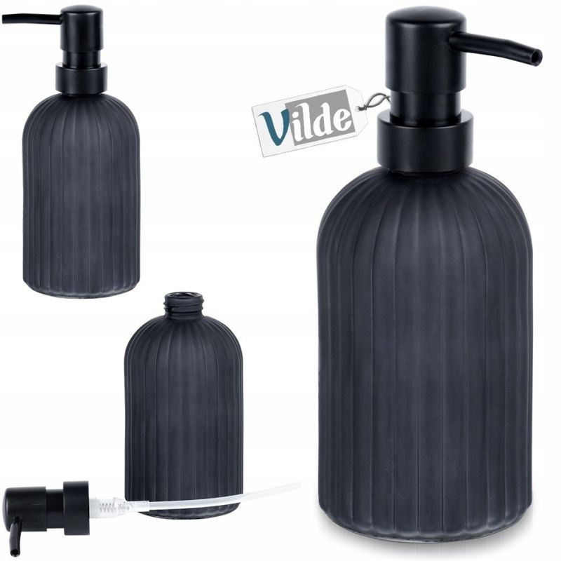 Szklany Elegancki Dozownik do mydła w płynie Czarny 400 ml