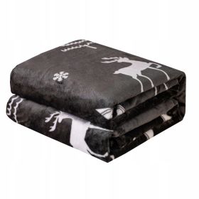 Koc Narzuta 160 x 200 Mikrofibra Donato miękki ciepły ciemny SZARY biały